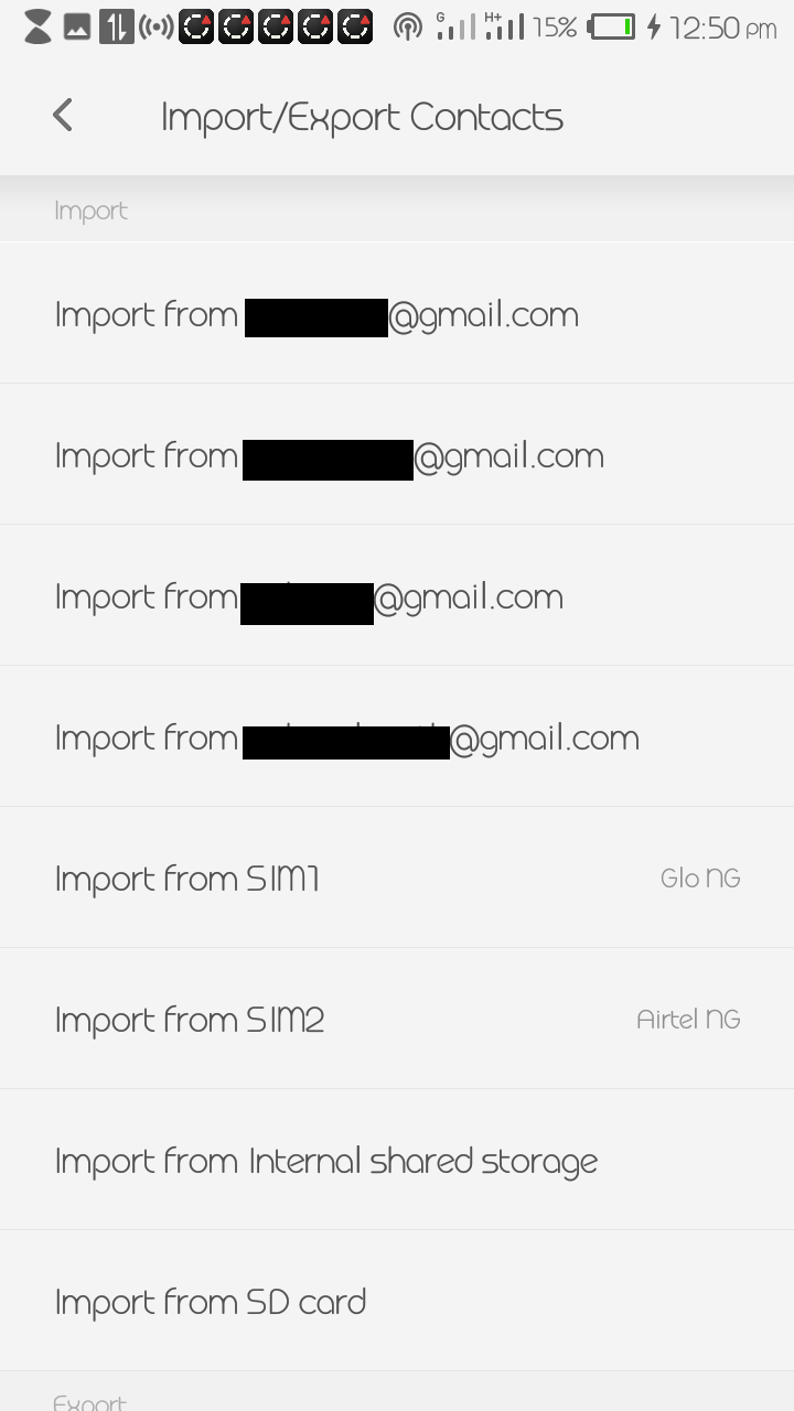 g contacts setup