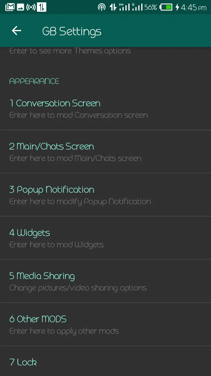 GBWhatsApp GB Settings