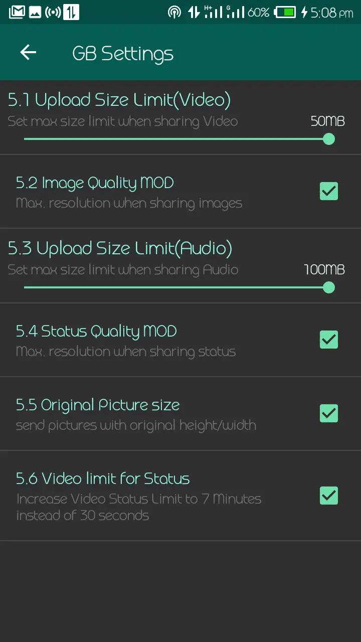 GBWhatsApp Media Limit