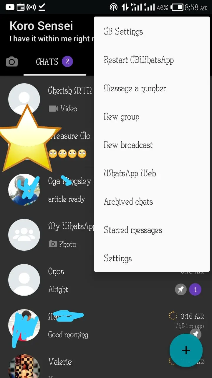 The New WhatsApp Plus, GB WhatsApp and OG WhatsApp Menu