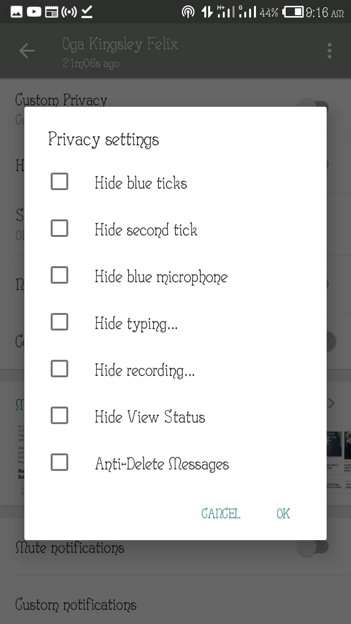 The New WhatsApp Plus, GB WhatsApp and OG WhatsApp Custom Privacy