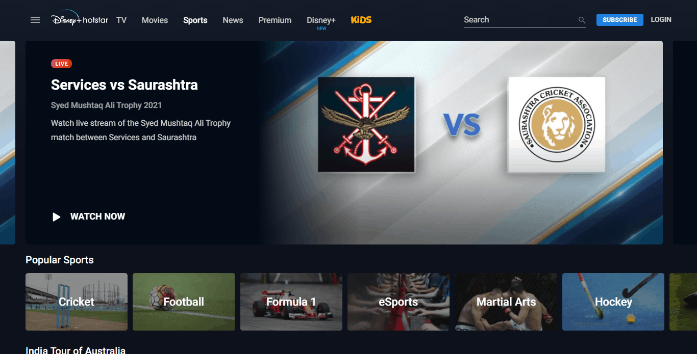 hotstar Free Sports Streaming Sites